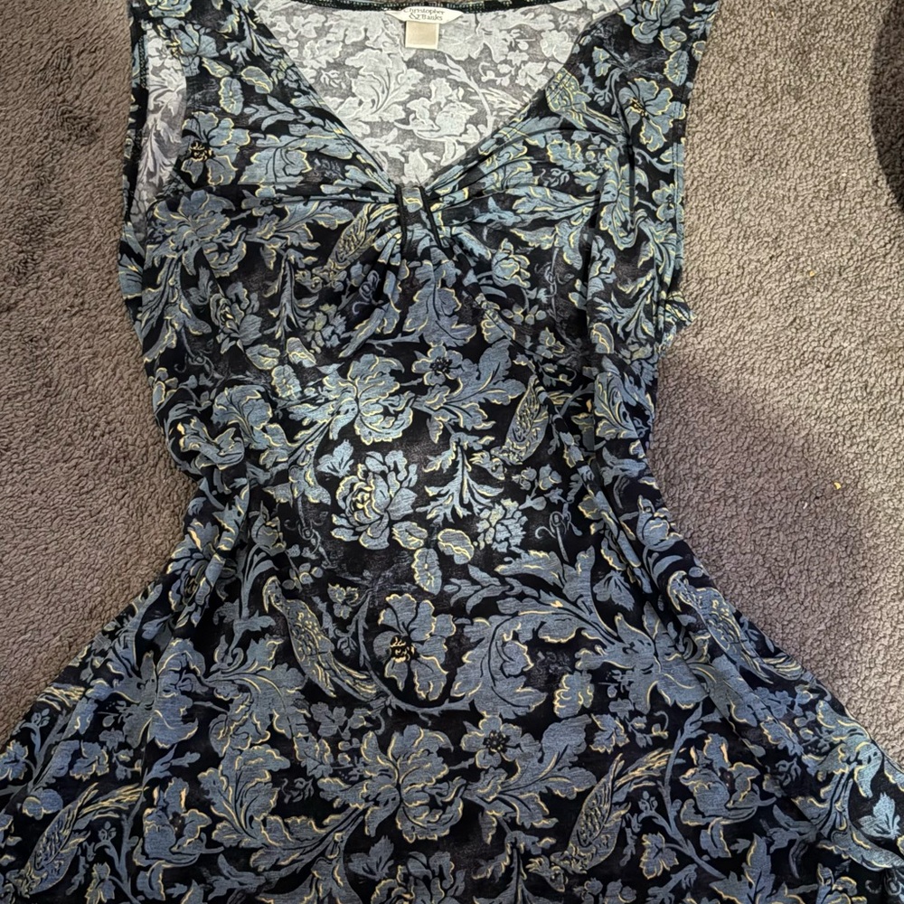 Christopher & Banks Blue and Black Floral Top